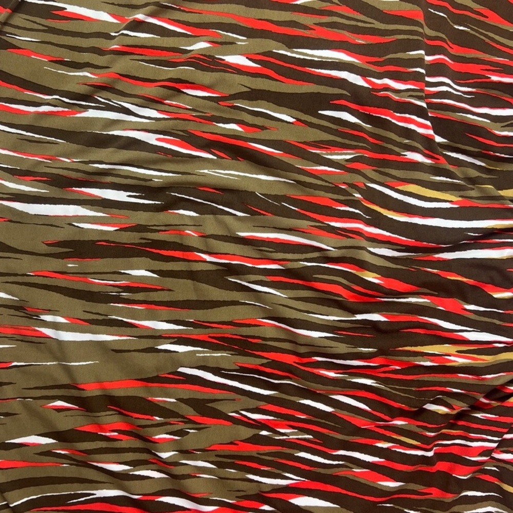 Red and Brown Patterned Poly Print jersey Fabric
